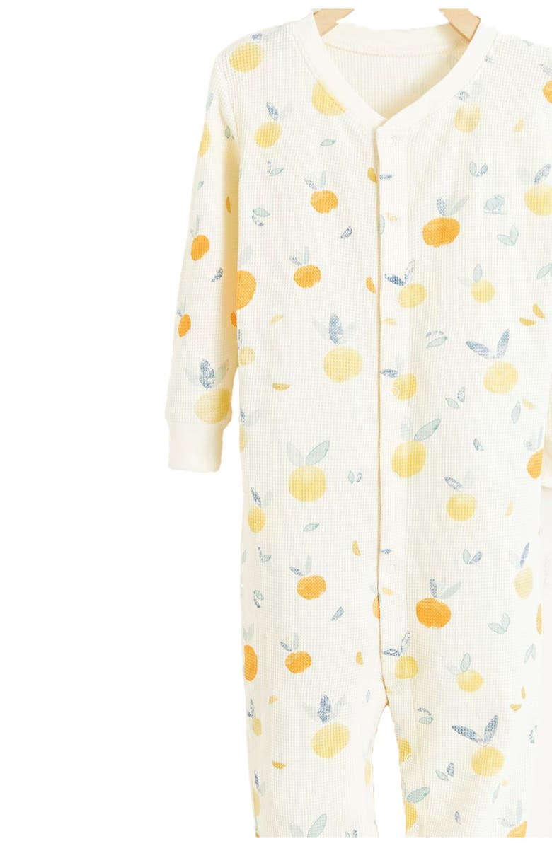 Babycottons Premium Cotton Nature Waffle Snug Footie Pajamas For Infant, Main, color, Off White