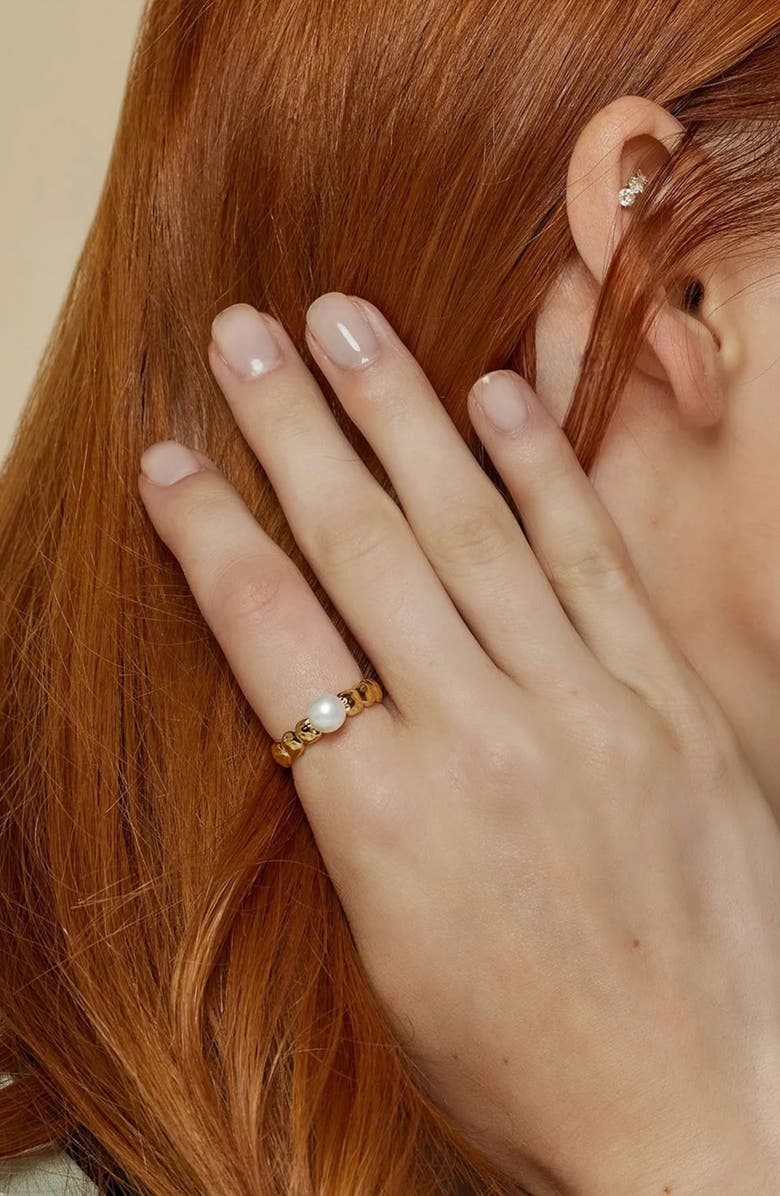 Bearfruit Jewelry Amore Pearl Head Statement Ring Trendy Minimalist, Alternate, color, Gold