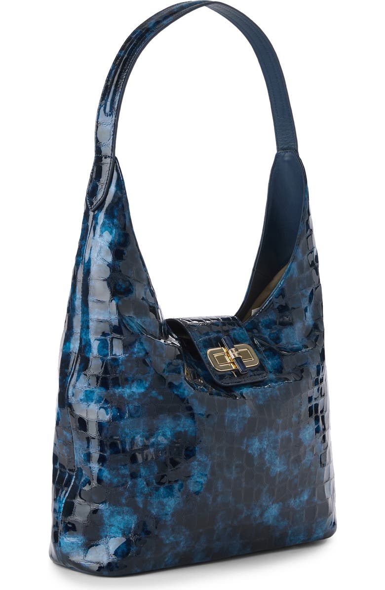 Brahmin Gwynne Croc Embossed Leather Shoulder Bag, Alternate, color, Ultramarine