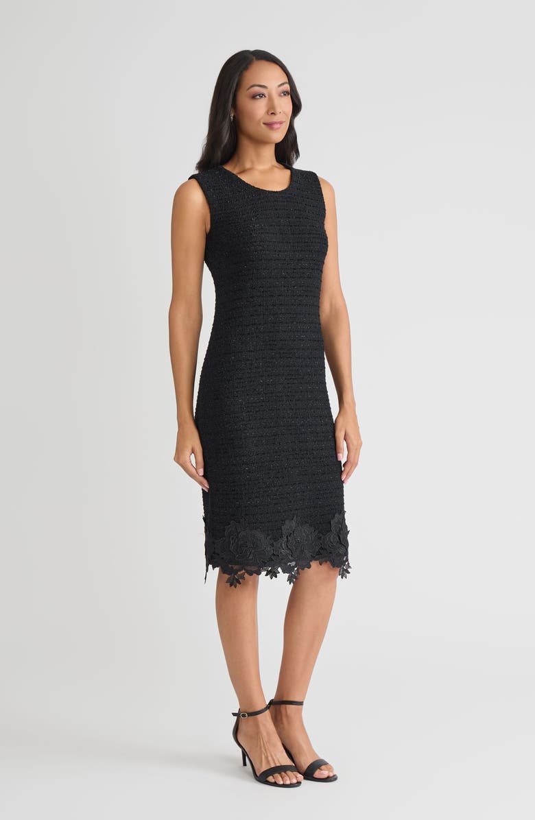 Misook Floral Lace Applique Sleeveless Sheath Dress, Alternate, color, Black