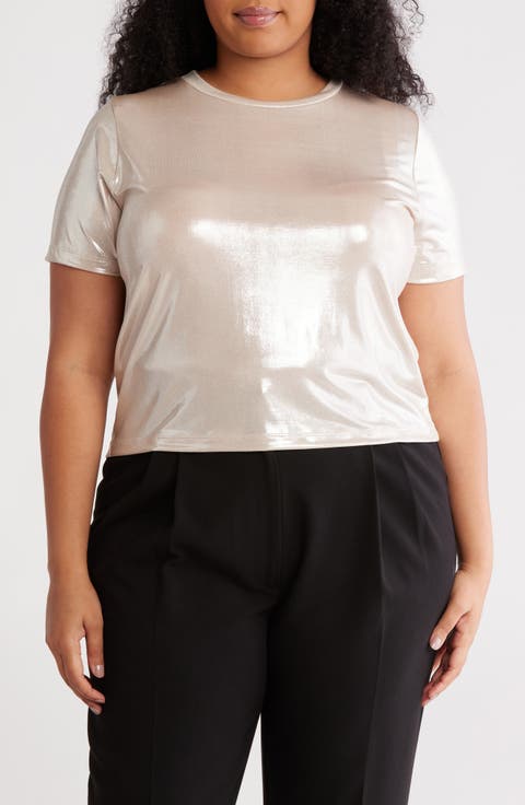 Metallic Crewneck T-Shirt (Plus)