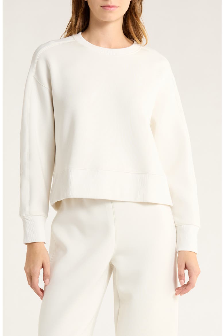AirEssentials® Luxe Crop Crewneck Sweatshirt, Main, color, LINEN