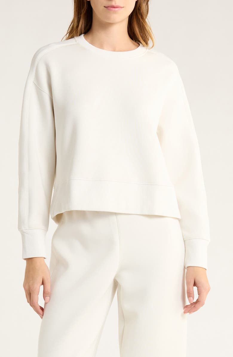 SPANX<sup>®</sup> AirEssentials<sup>®</sup> Luxe Crop Crewneck Sweatshirt, Main, color, Linen