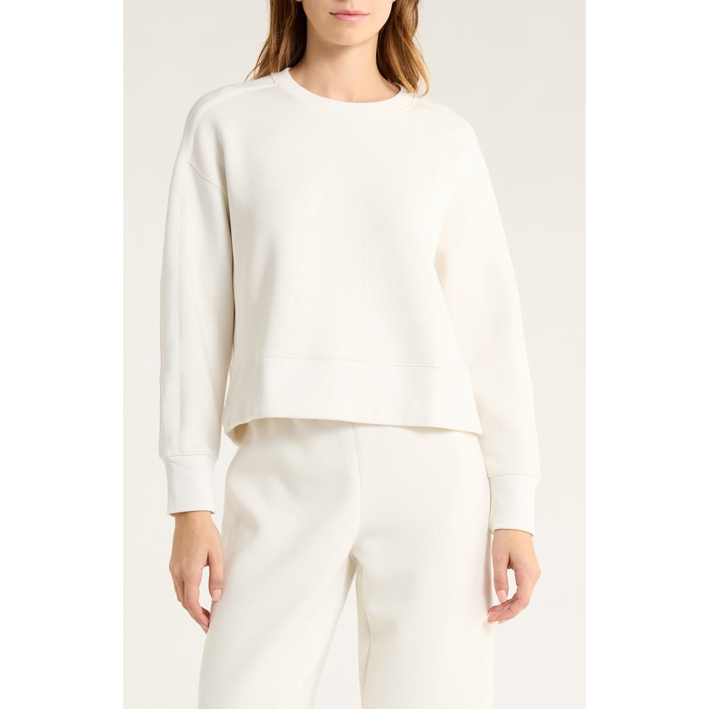 SPANX® AirEssentials® Luxe Crop Crewneck Sweatshirt in Linen at Nordstrom Rack, Size X-Small