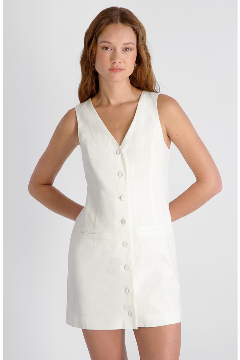 Sleeveless A-Line Linen Blend Minidress, Alternate, color, SUMMER WHITE