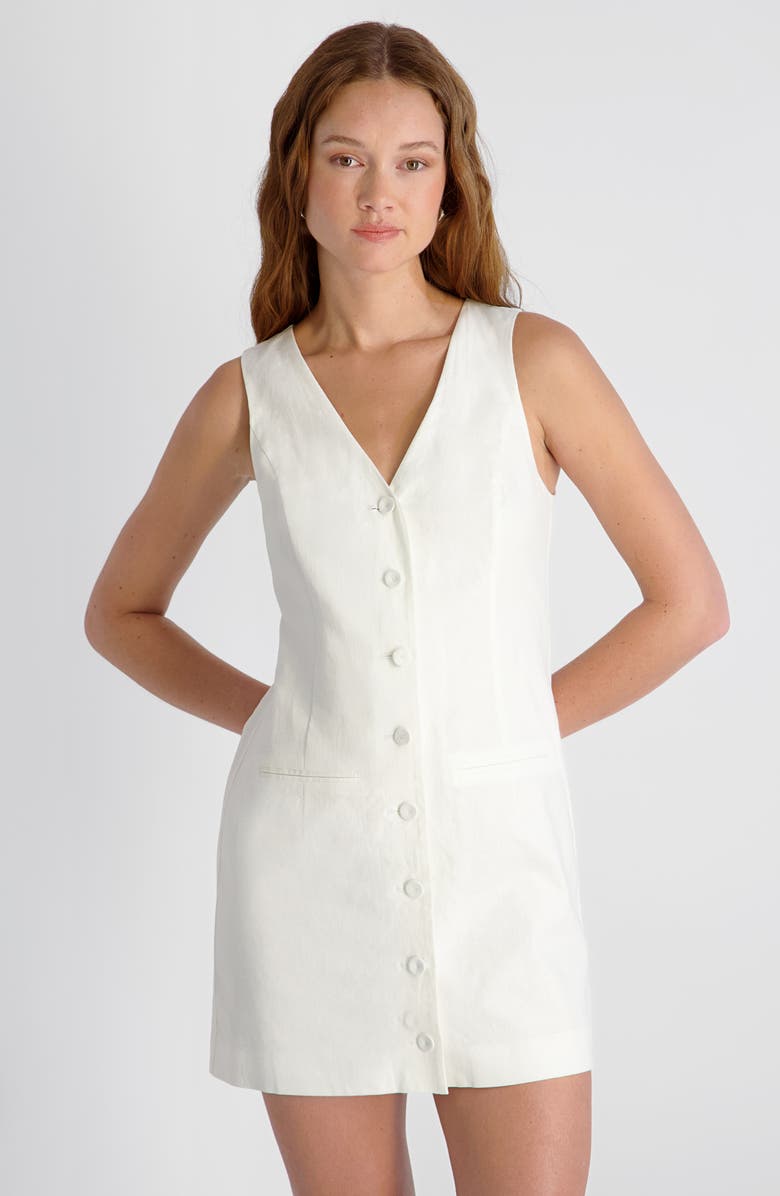 French Connection Aspen Sleeveless A-Line Linen Blend Minidress, Alternate, color, Summer White