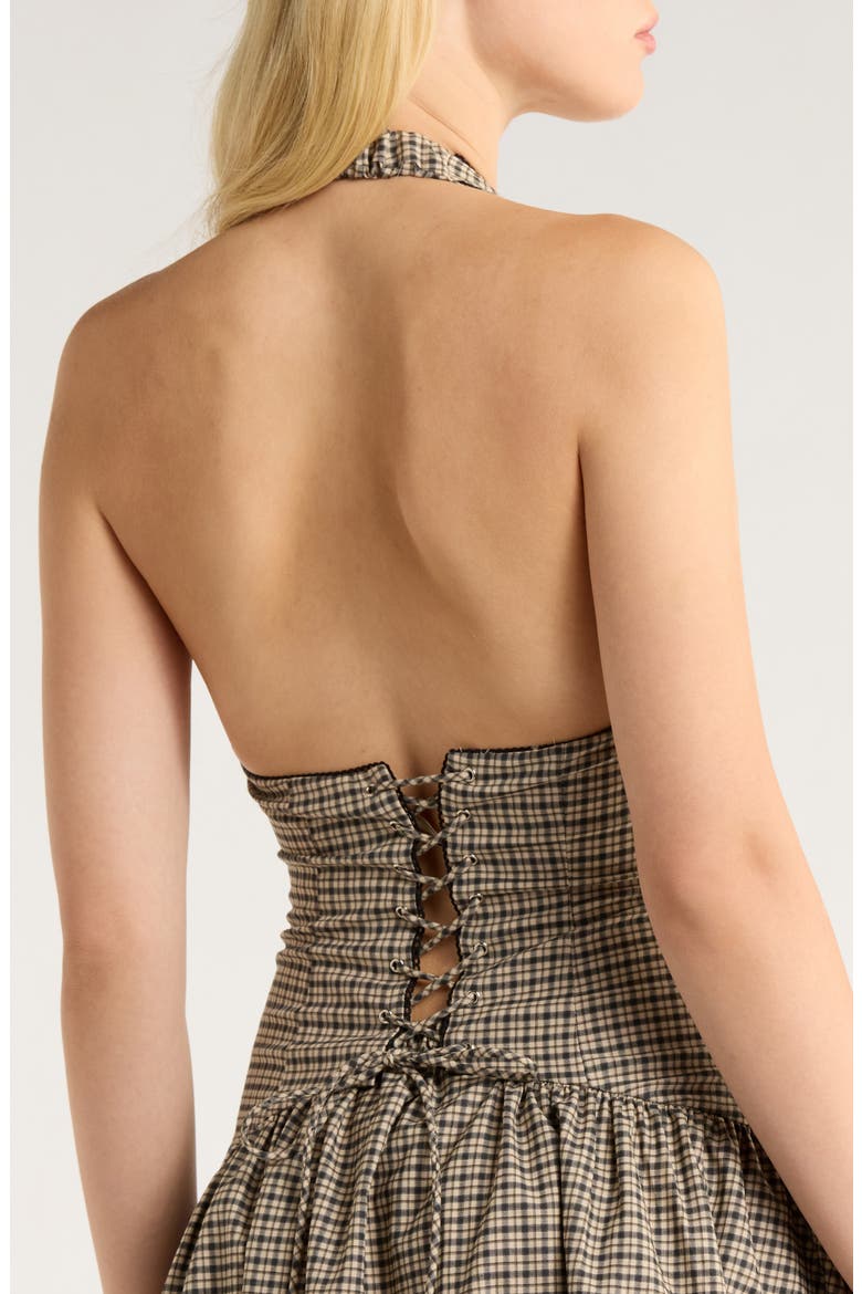 Ollie Sleeveless Halter Minidress, Alternate, color, BEIGE/CHARCOAL