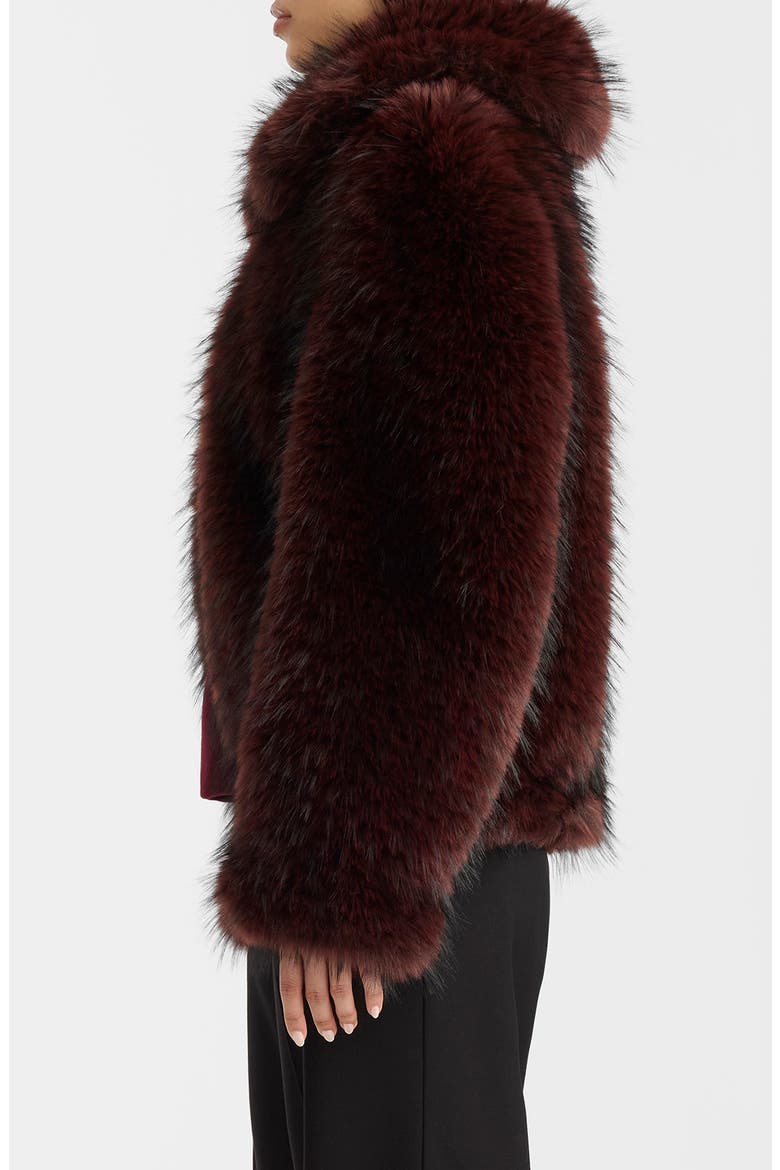 Nanny Faux Fur & Wool Jacket, Alternate, color, BLACK-GARNET