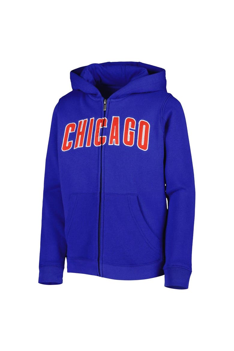 Youth Royal Chicago Cubs Wordmark Full-Zip Fleece Hoodie, Alternate, color, Royal