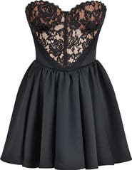 HOUSE OF CB J'Adore Strapless Mixed Media Cocktail Minidress