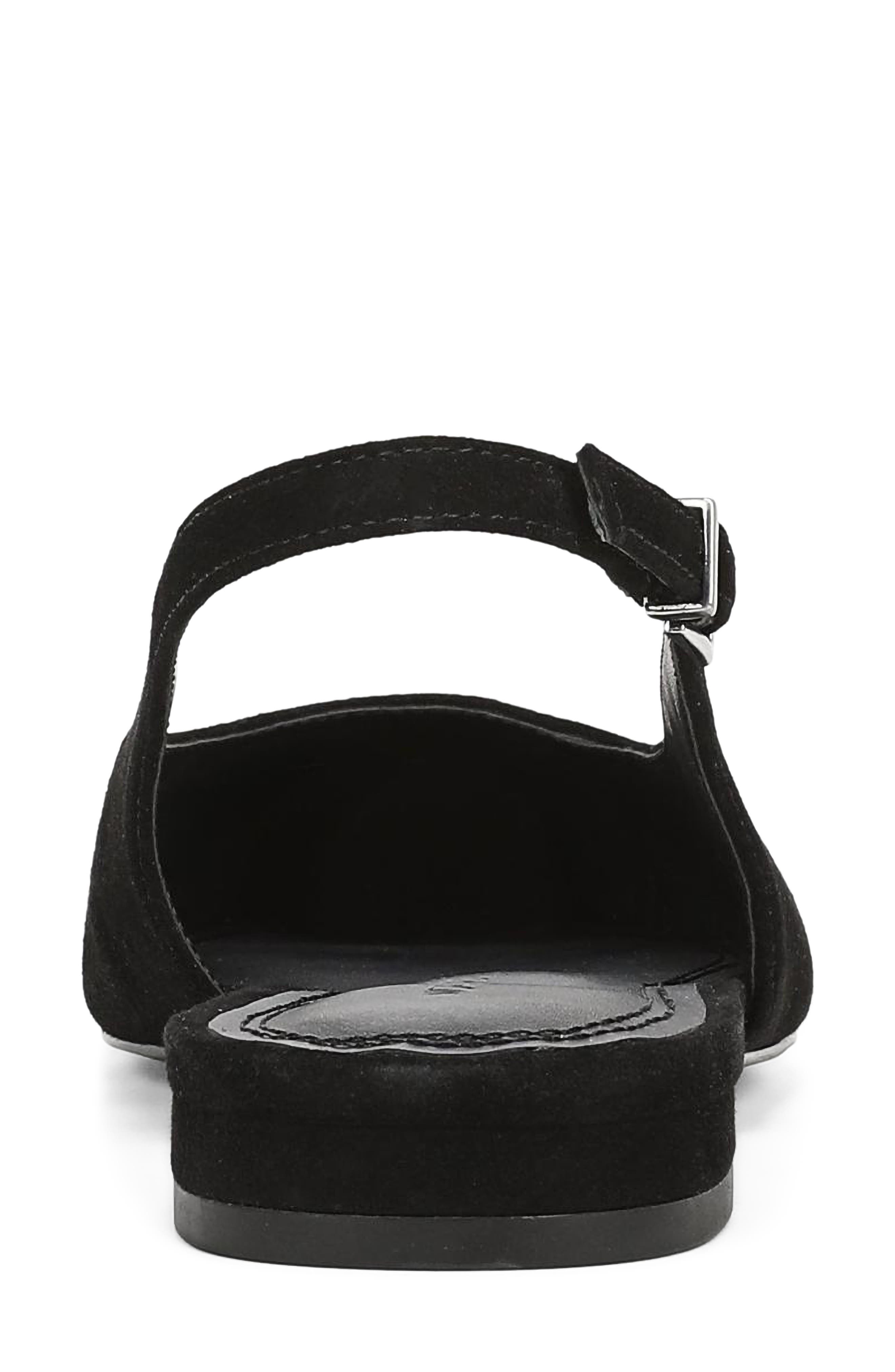 Selina Leather Slingback Flat, Alternate, color, BLACK
