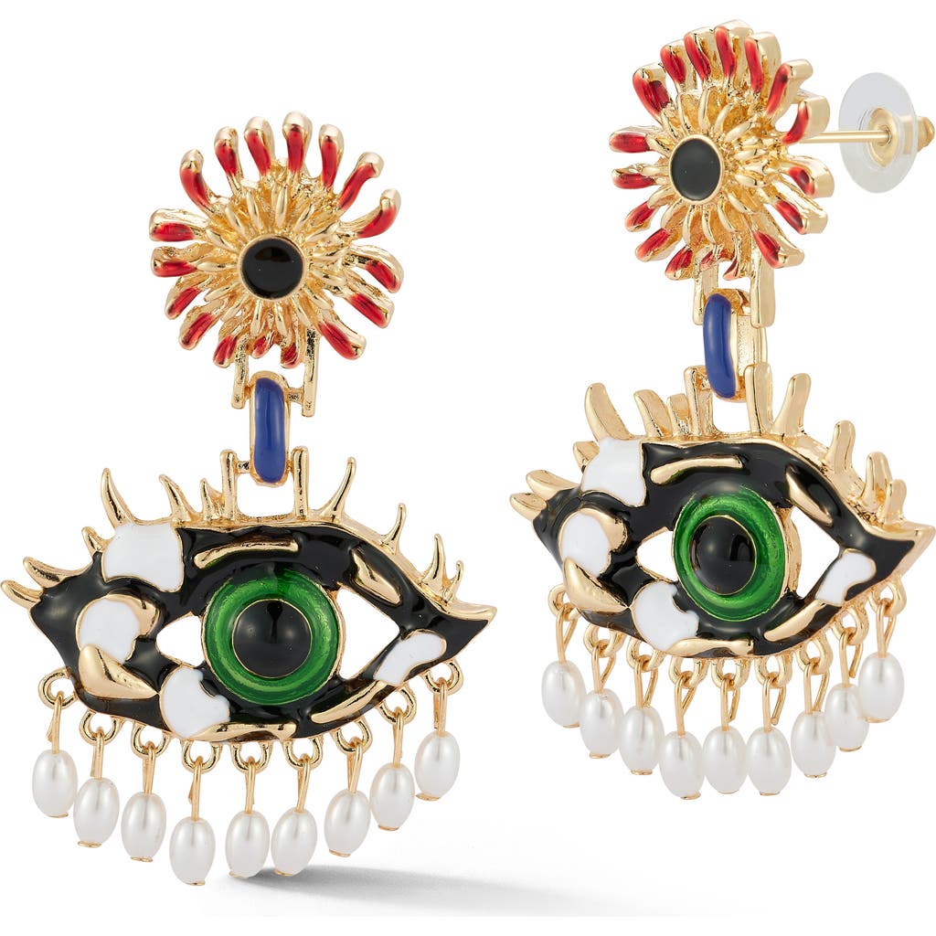 Sphera Milano Plated Evil Eye Earrings