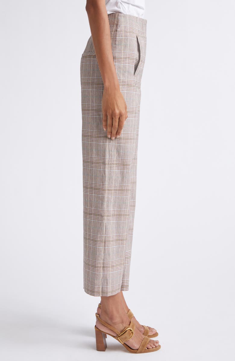 Veronica Beard Dova High Waist Glen Check Ankle Pants, Alternate, color, Raisin Multi