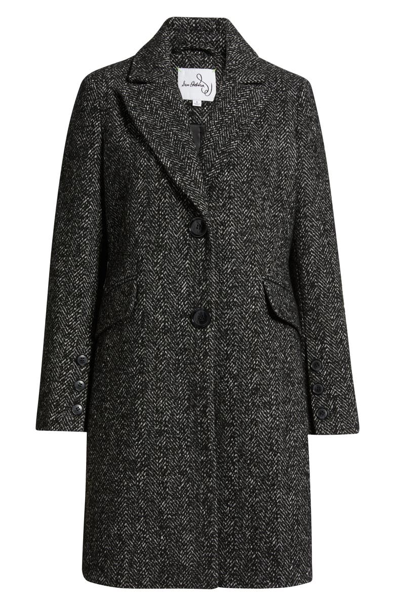 Sam Edelman Reefer Single Breasted Wool Blend Twill Jacket, Alternate, color, Black