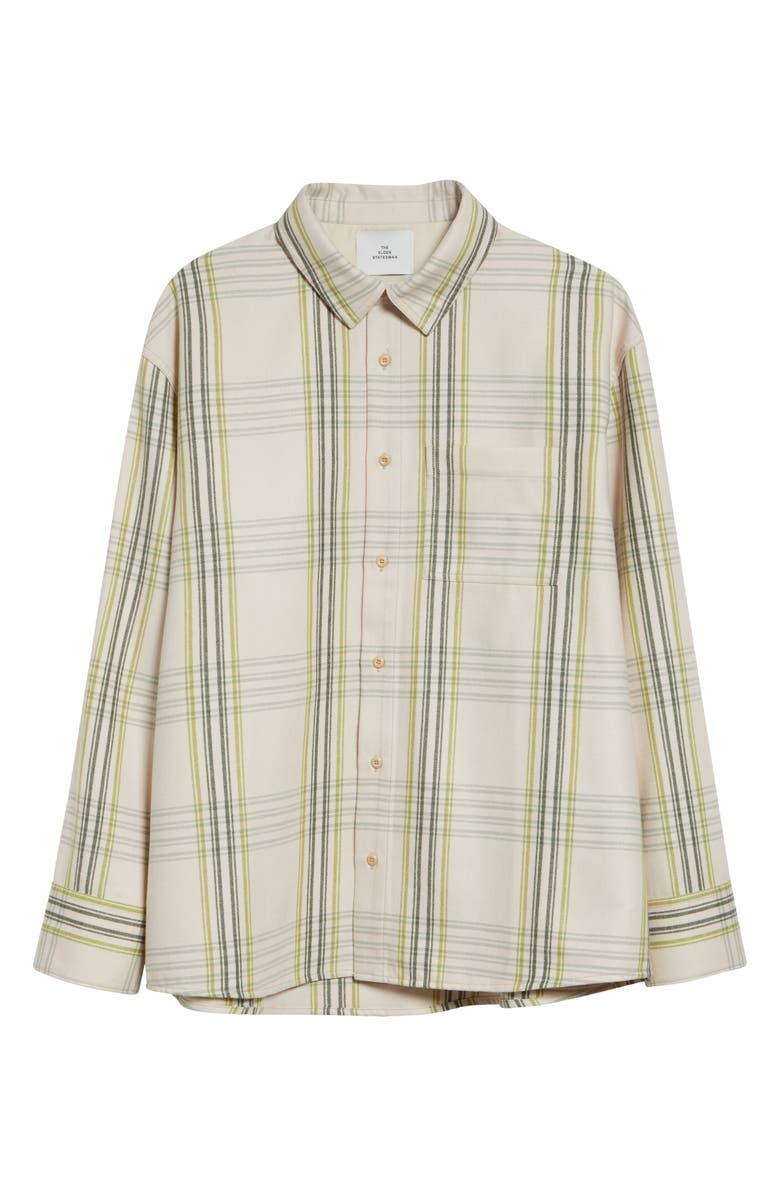The Elder Statesman Cashlite Plaid Wool & Cashmere Overshirt, Main, color, Snap Pea Plaid