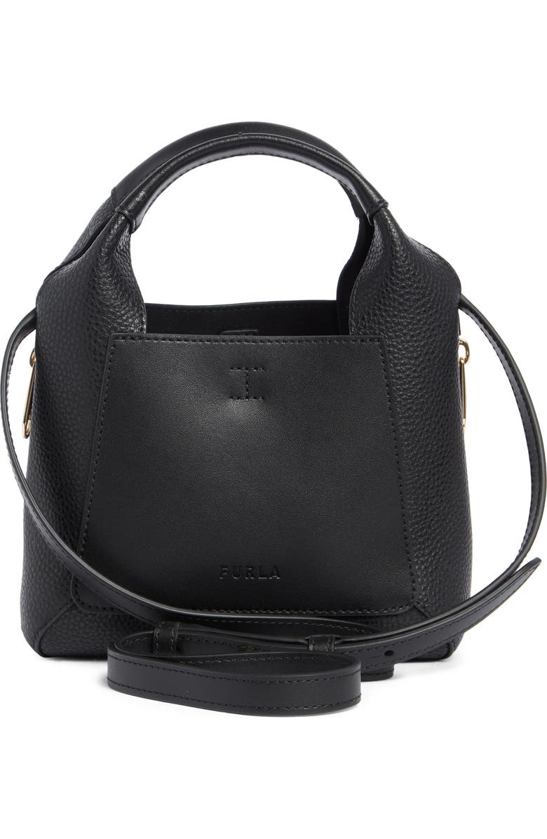 Furla Miagilda Mini Leather Tote, Alternate, color, Nero