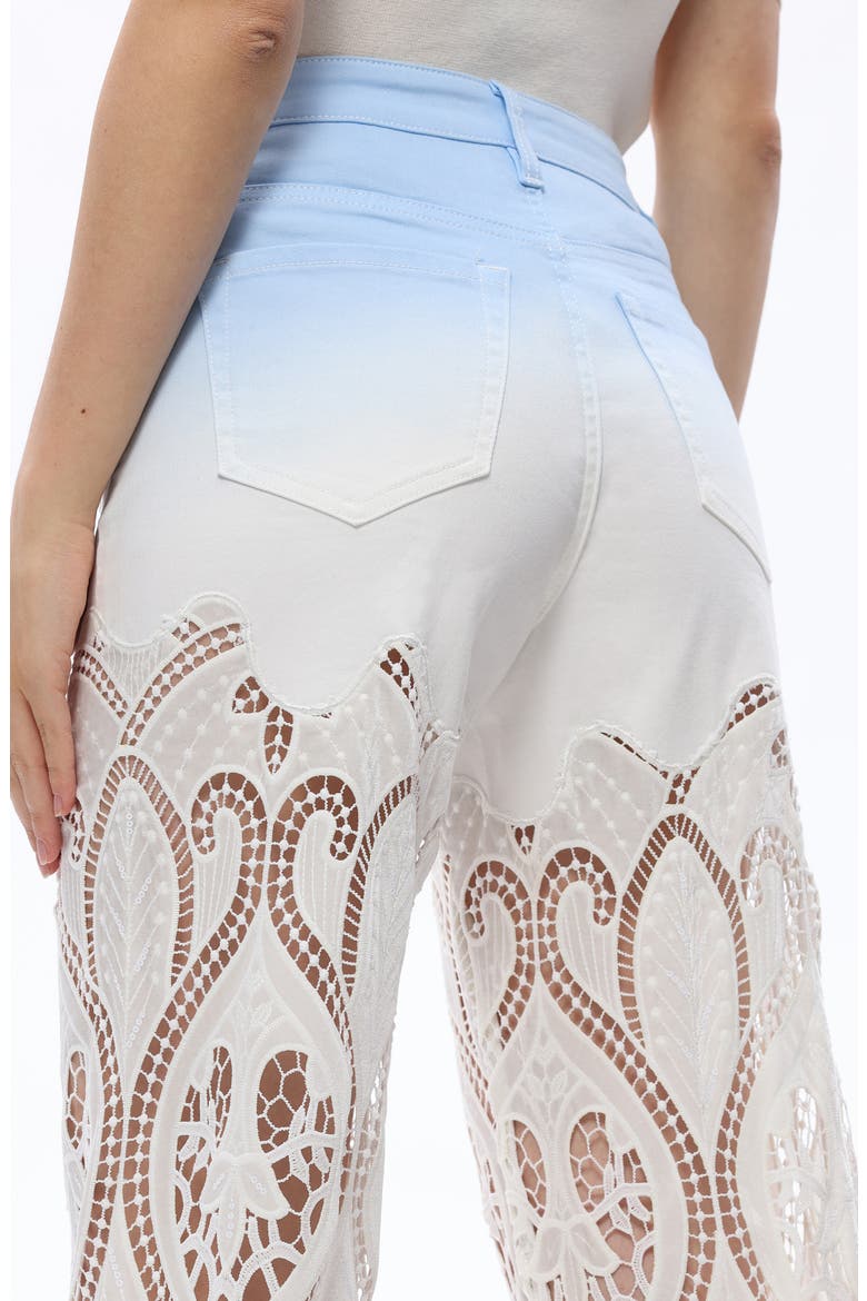 Eyelet High Waist Wide Leg Jeans, Alternate, color, SKY BLUE/WHITE