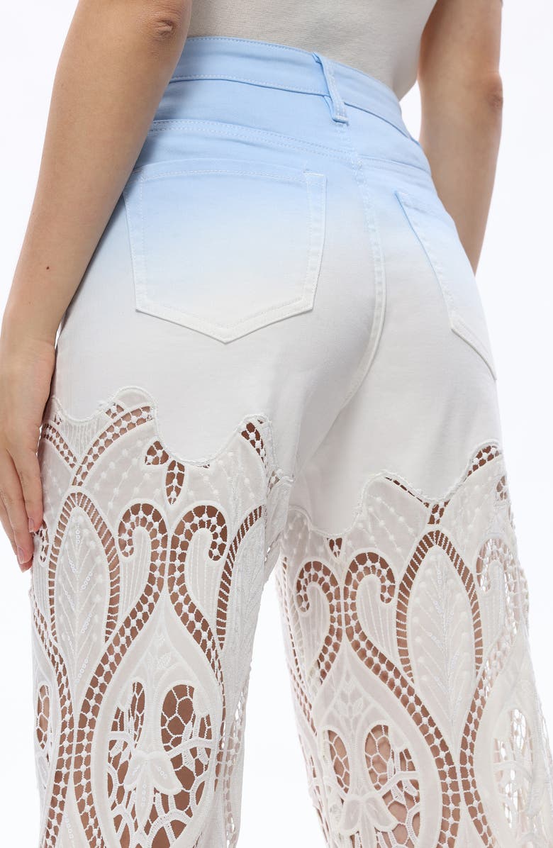 Bayeas Eyelet High Waist Wide Leg Jeans, Alternate, color, Sky Blue/White