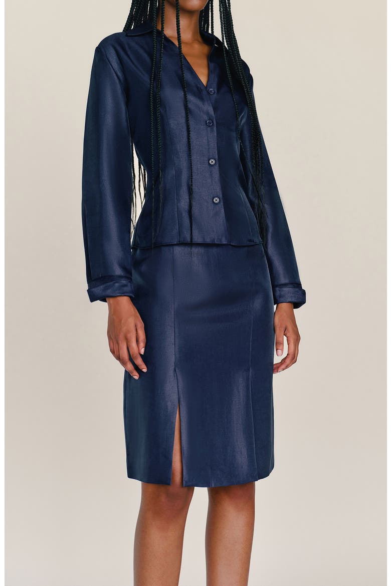 x Camille Rowe Nico Button-Up Shirt, Alternate, color, RIVIERA