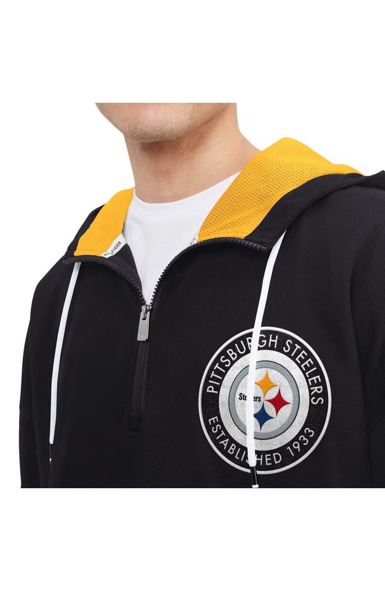 Tommy Hilfiger Men's Tommy Hilfiger Black Pittsburgh Steelers Aaron Quarter-Zip Hoodie, Alternate, color, Black