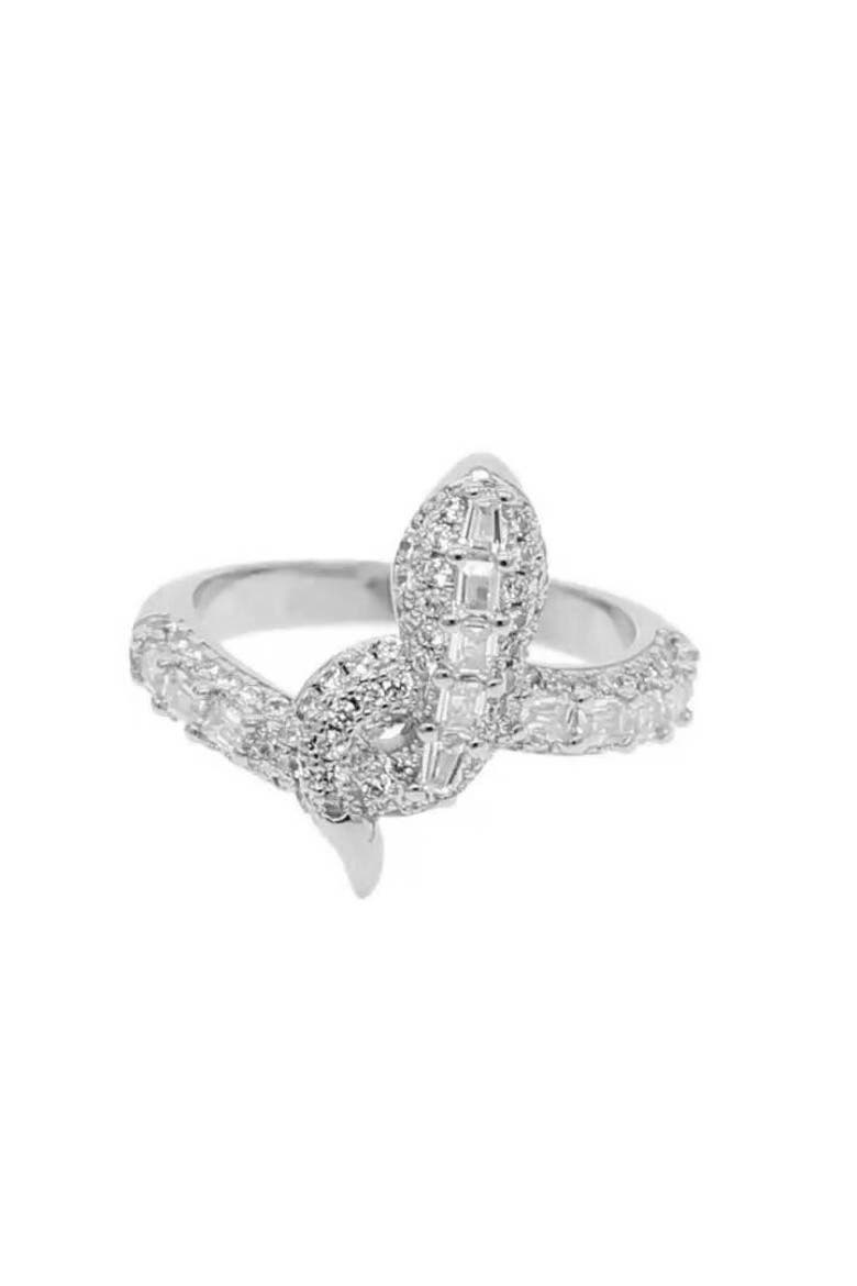 Pave Snake Ring, Main, color, Silver