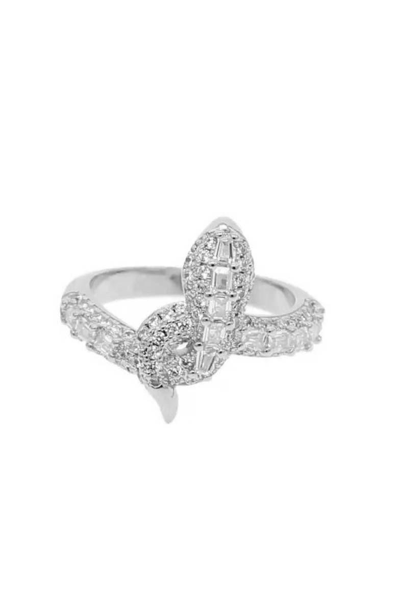 Mazin Jewels Pave Snake Ring, Main, color, Silver