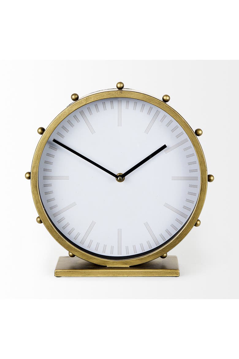 Marian Studded Table Clock, Alternate, color, Gold