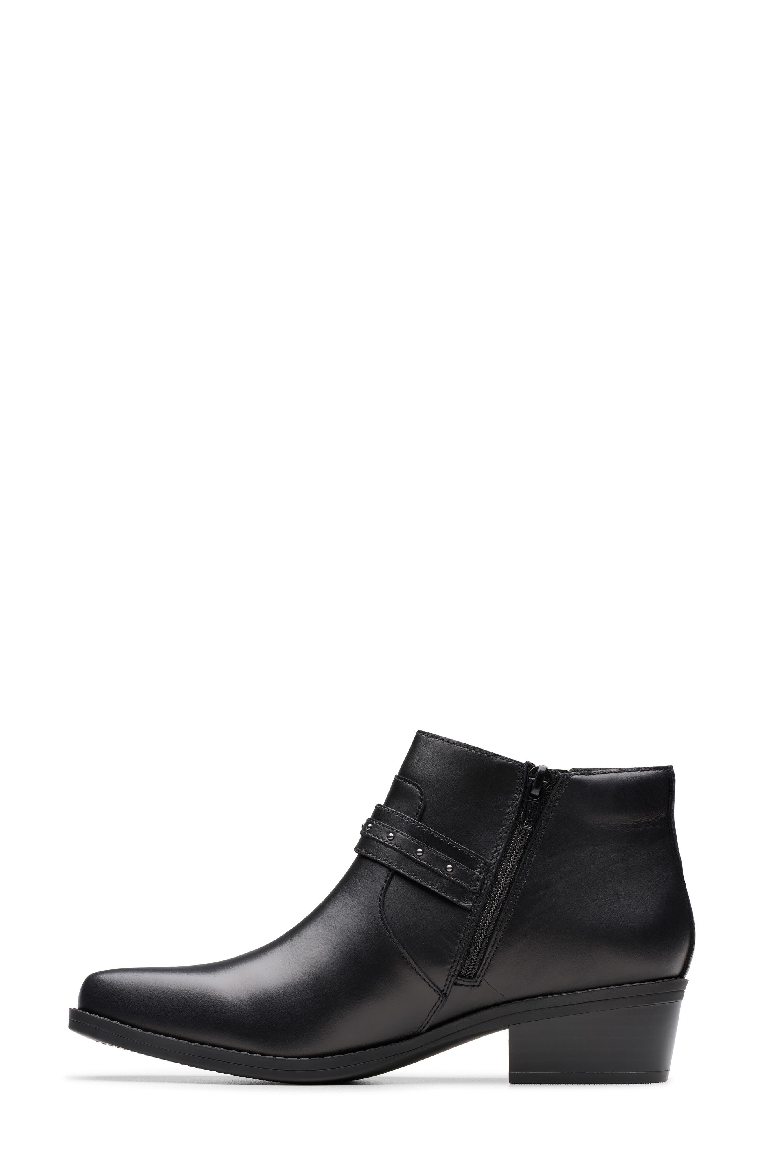 Clarks<sup>®</sup> Danyelle Wish Ankle Bootie - Wide Width Available, Alternate, color, Black Leather