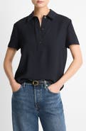 Vince Short Sleeve Crepe Polo Shirt