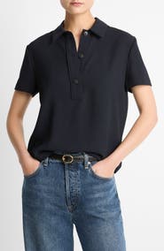 Vince Short Sleeve Crepe Polo Shirt