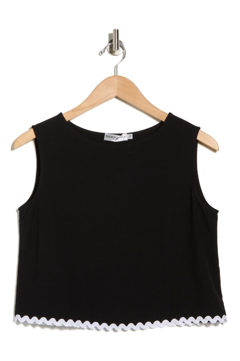 Rickrack Trim Crop Tank, Alternate, color, BLACK