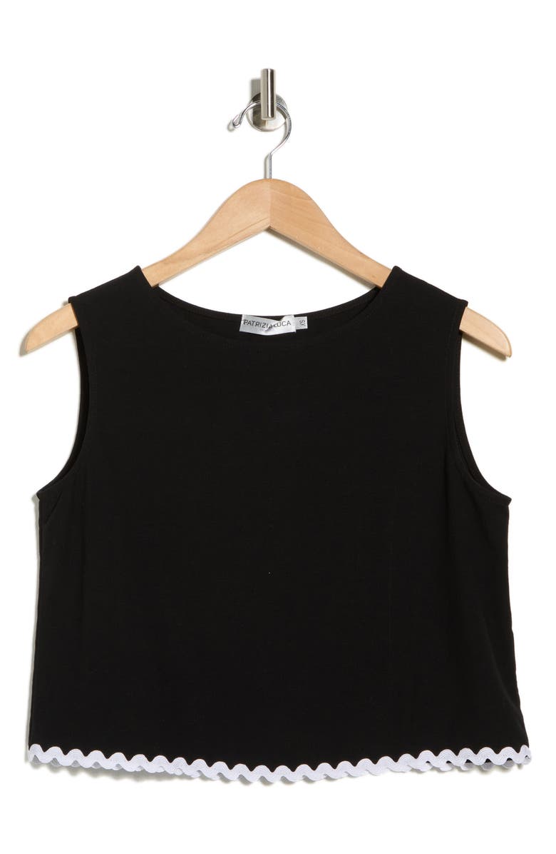 PATRIZIA LUCA Rickrack Trim Crop Tank, Alternate, color, Black