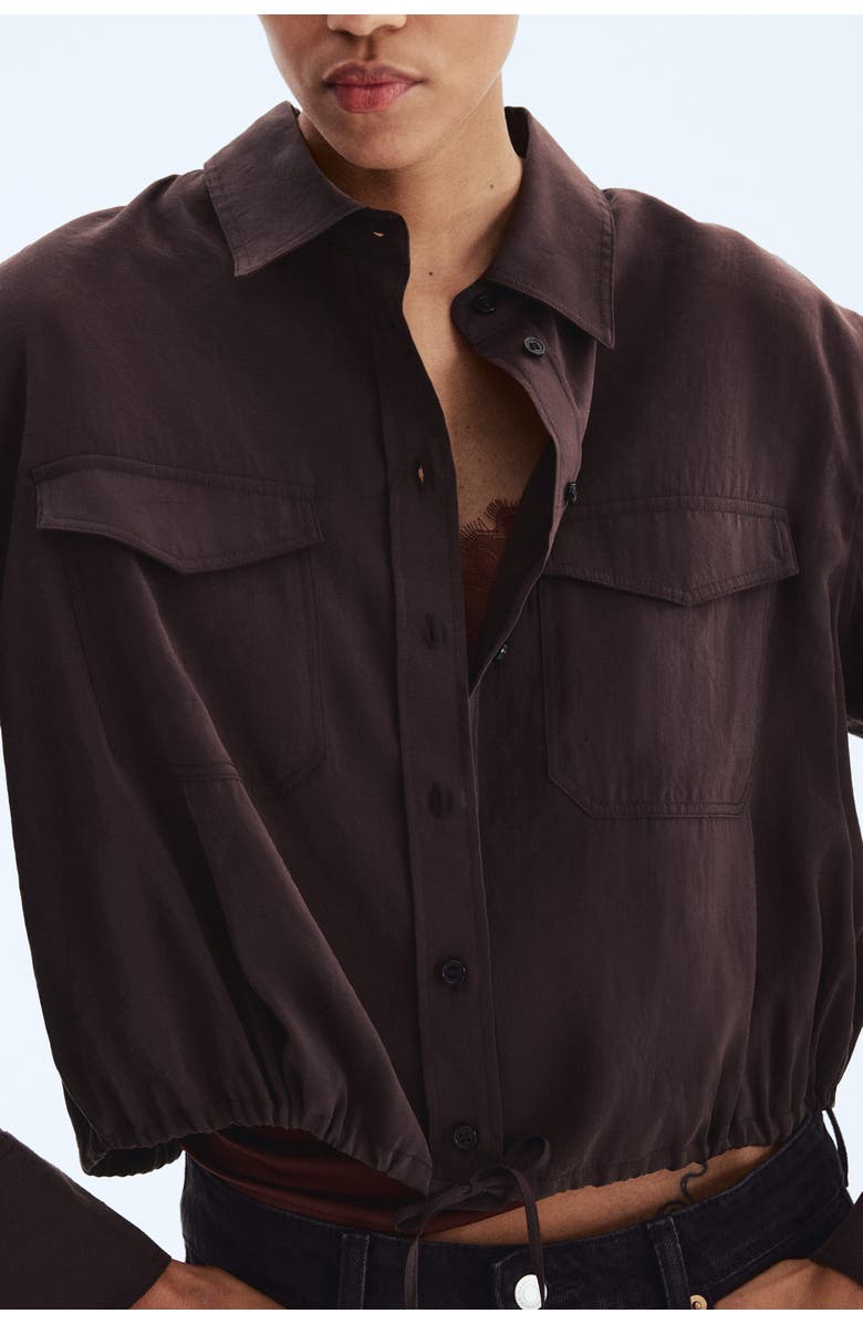 H&M Drawstring Shirt, Alternate, color, Dark Brown