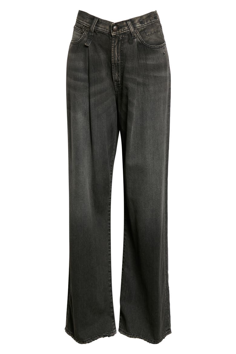 Damon Pleated High Waist Wide Leg Jeans, Alternate, color, ELLERY BLACK