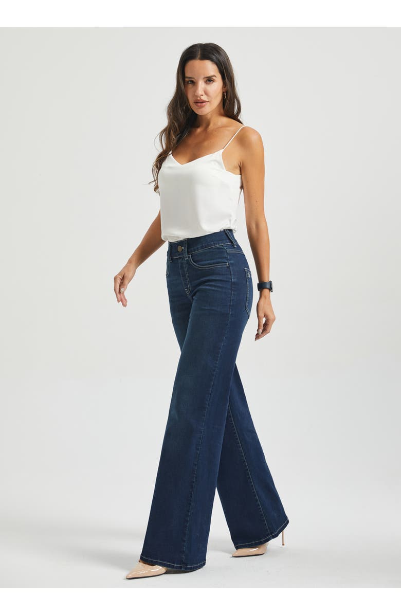 Betabrand Signature Mid-Rise Stretch Denim | Wide Leg Jeans, Alternate, color, Roma Wash