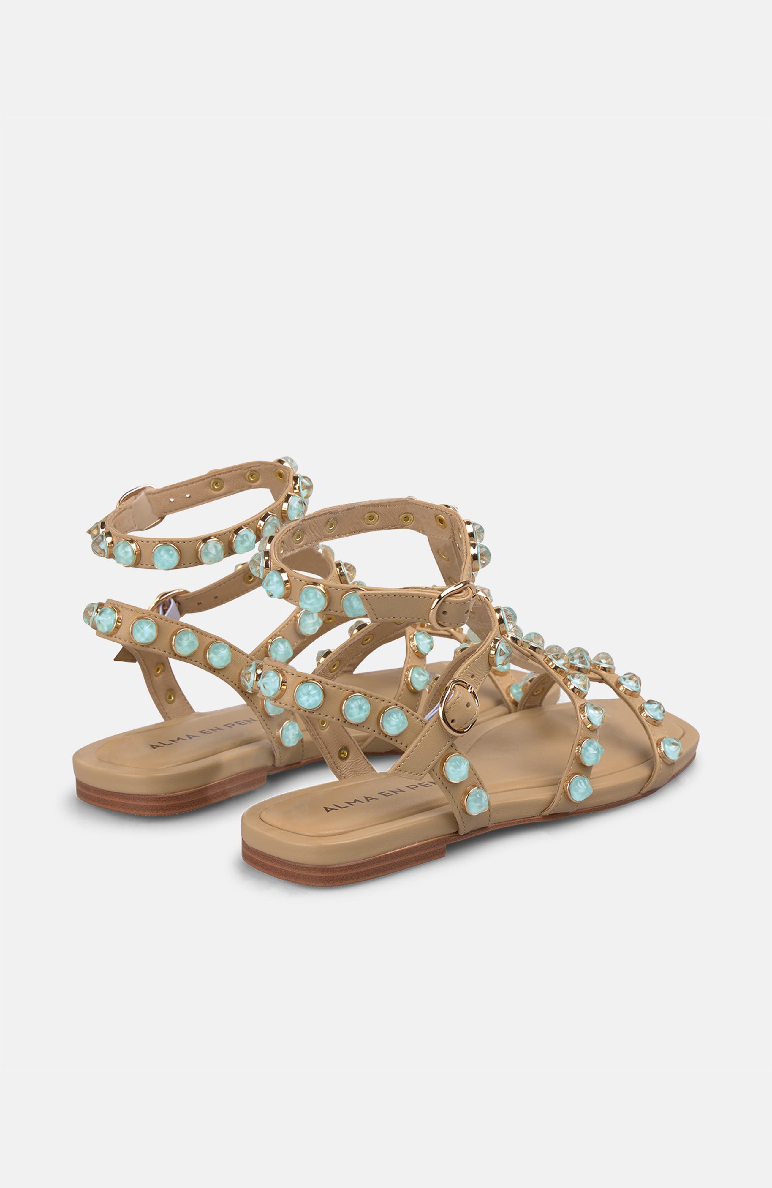 Flat Studded Strappy Sandal, Alternate, color, Sand