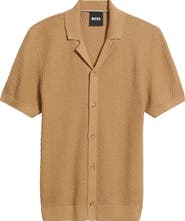 BOSS Iconico Texture Knit Camp Shirt