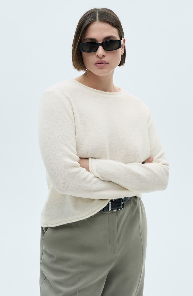 MANGO Button Back Crewneck Sweater, Alternate, color, 