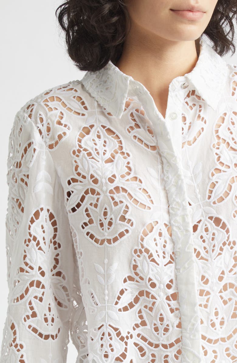 Toccin Jilly Floral Embroidery Crop Shirt, Alternate, color,