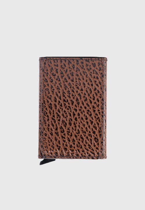 Furniq Uk Genuine Leather Venous Pattern Card Holder In Brown