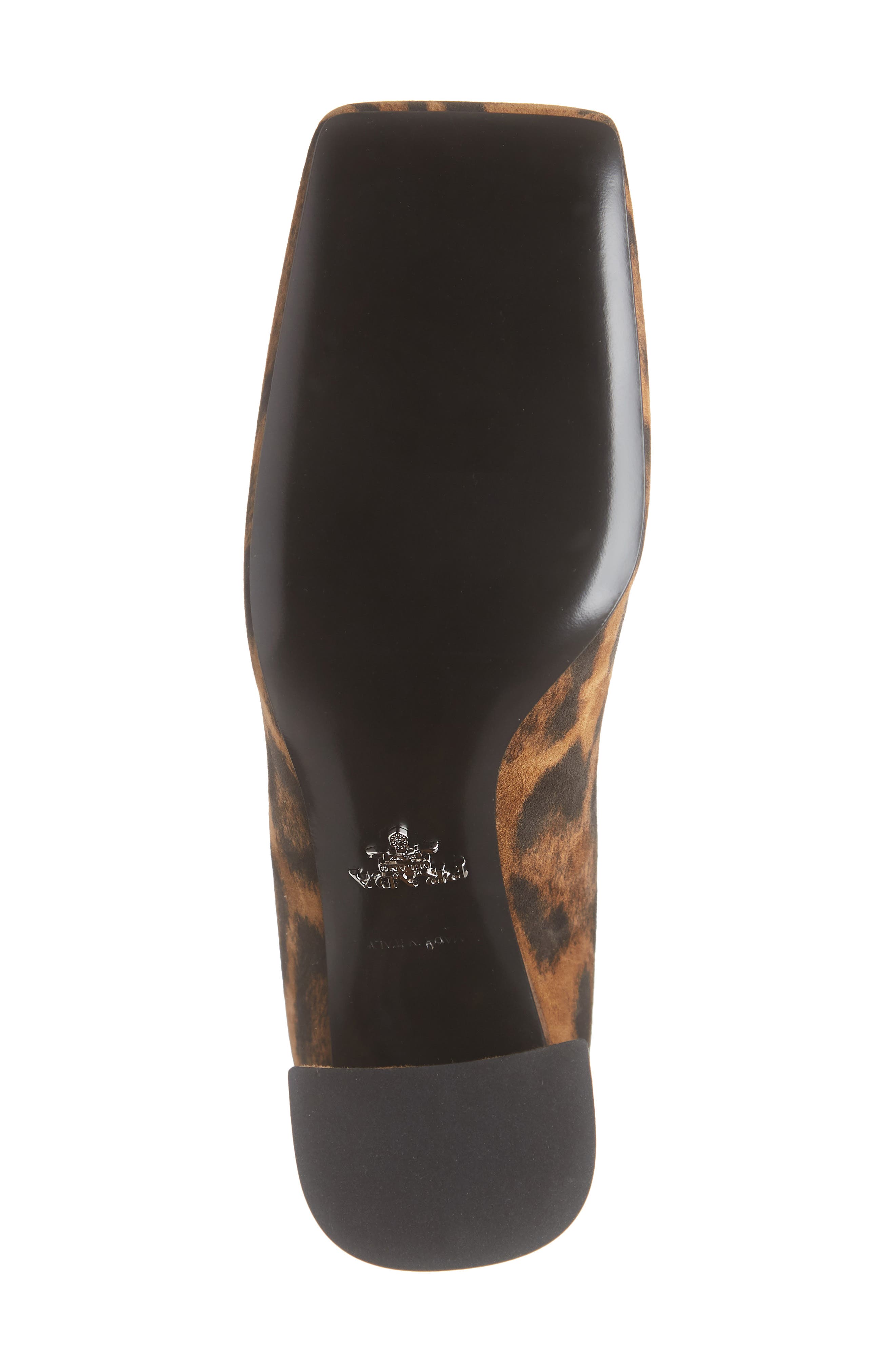 Prada Square Toe Block Heel Leopard Print Pump, Alternate, color, 