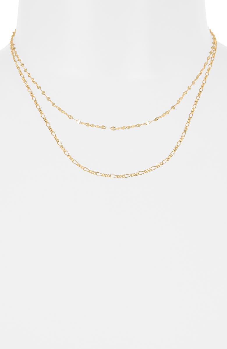 Argento Vivo Sterling Silver Double Layered Chain Necklace, Alternate, color, Gold