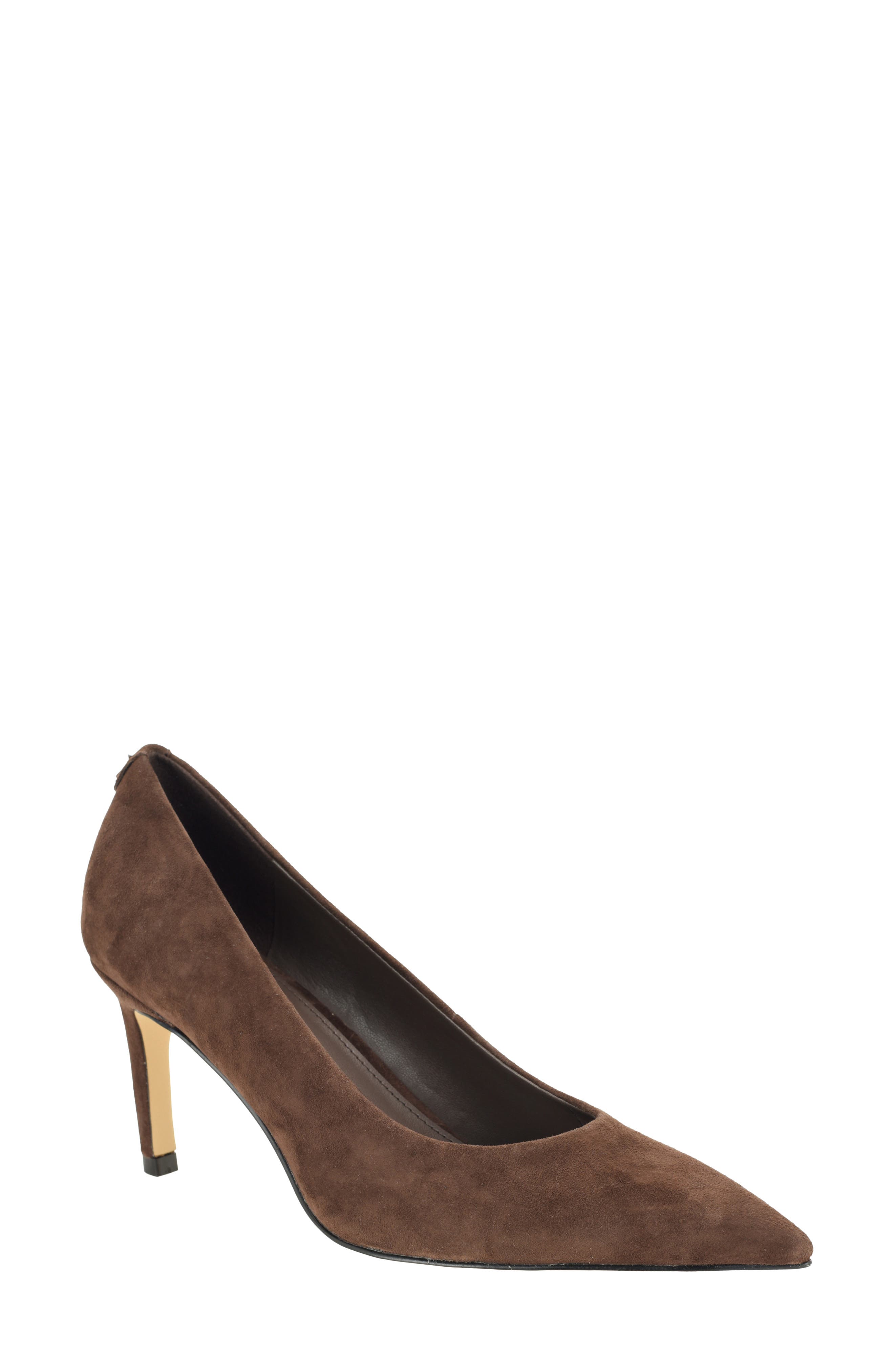 Bazey Leather Pump, Main, color, DARK BROWN SUEDE