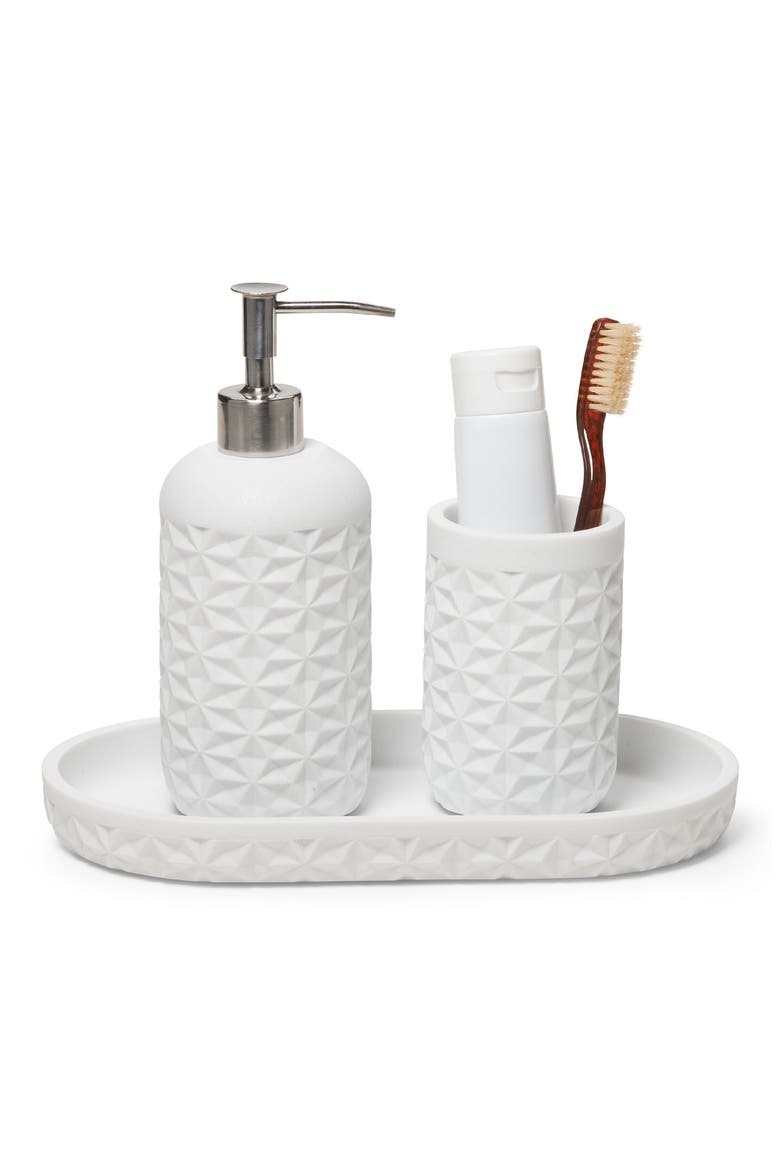 Quilted 3-Piece Bathroom Set, Main, color, WHITE