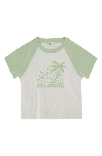 Shop Billabong Kids' Palm Logo Raglan Sleeve Cotton Graphic T-shirt In Sage Frost