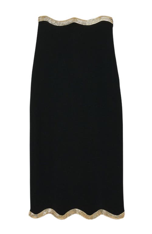 Sandro Long Knitted Skirt With Chain Detail In Black
