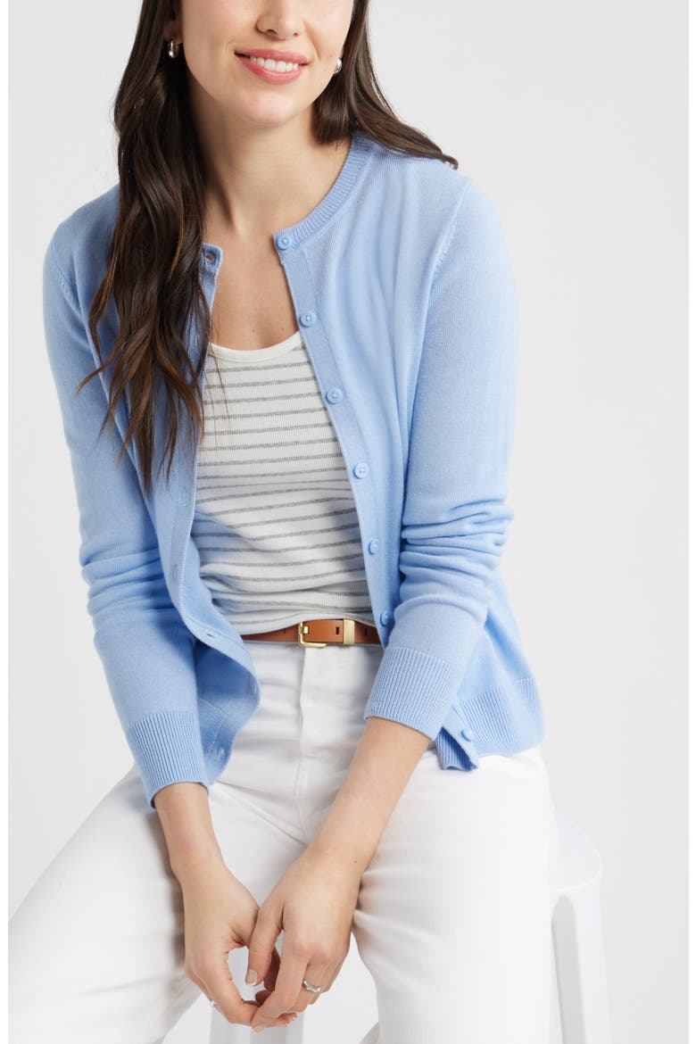 Merino Wool Blend Cardigan, Alternate, color, BLUE WINDSURFER