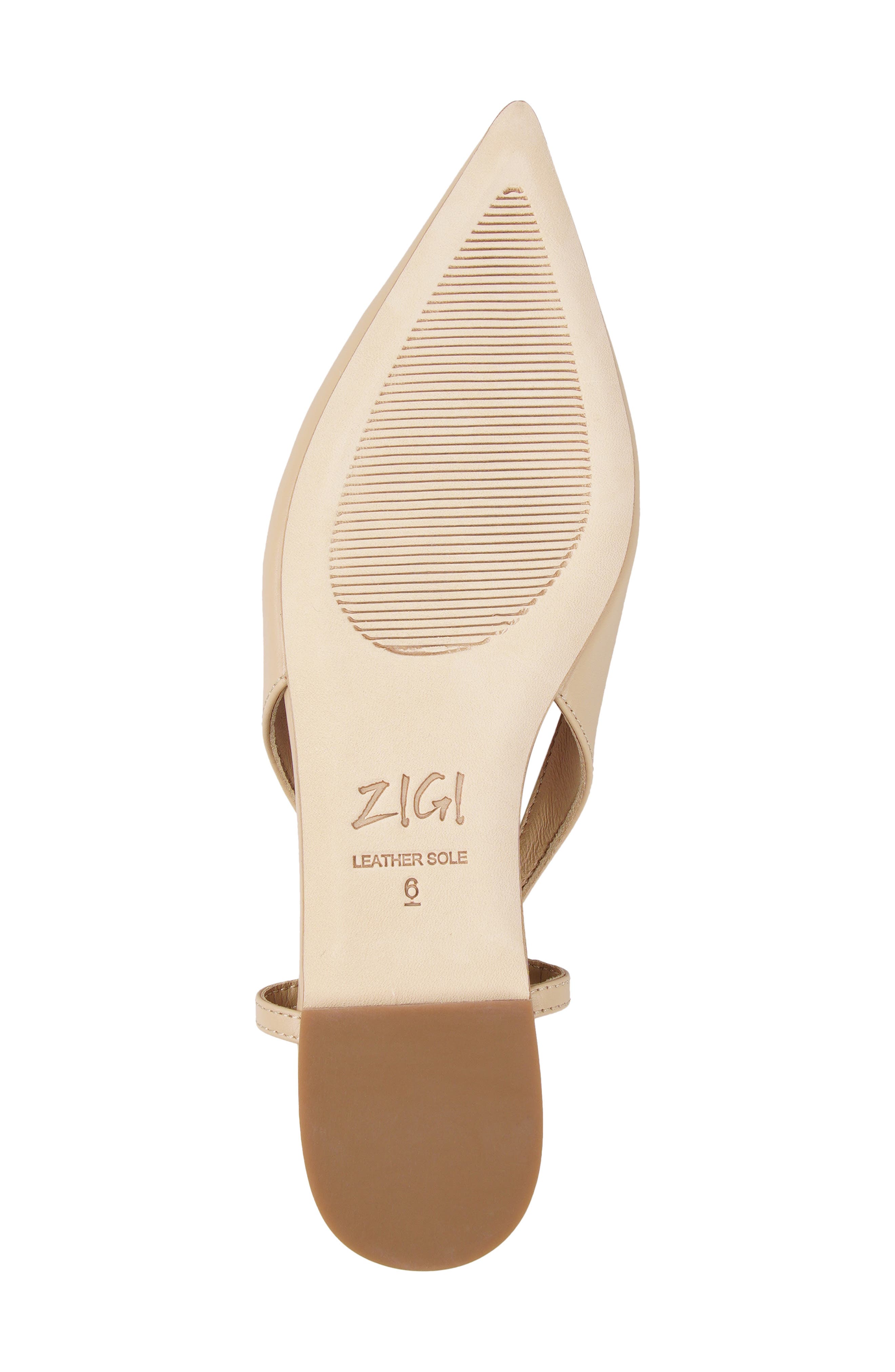 Hala Pointed Toe Slingback Flat, Alternate, color, BEIGE LEATHER