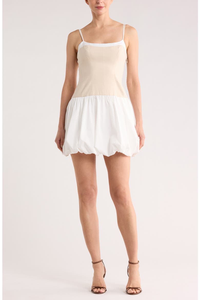 Fifi Bubble Hem Minidress, Main, color, SAND MULTI