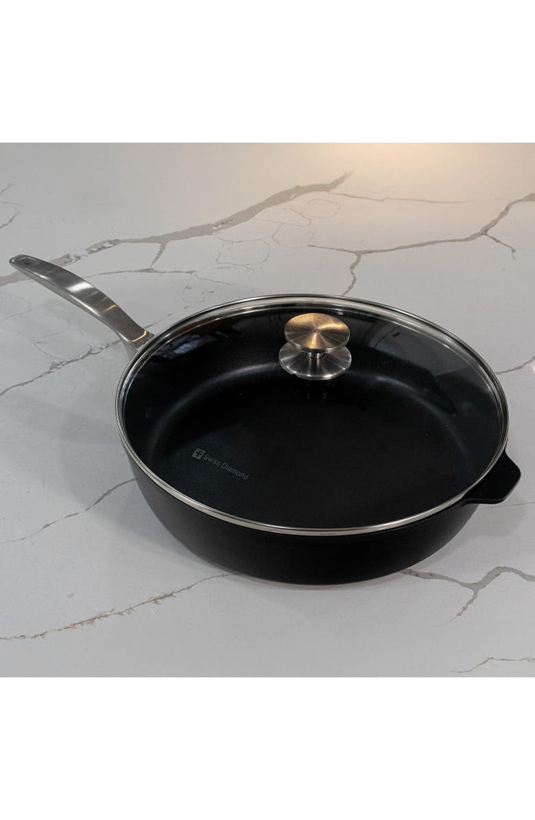 Swiss Diamond CHD Nonstick Saute Pan with Glass Lid, 5.8 qt, Alternate, color, Black
